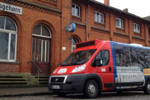 Ein BürgerBus vor dem Bahnhof Sagehorn in der Gemeinde Oyten. Hier könnte irgendwann auch der BürgerBus Oyten fahren.